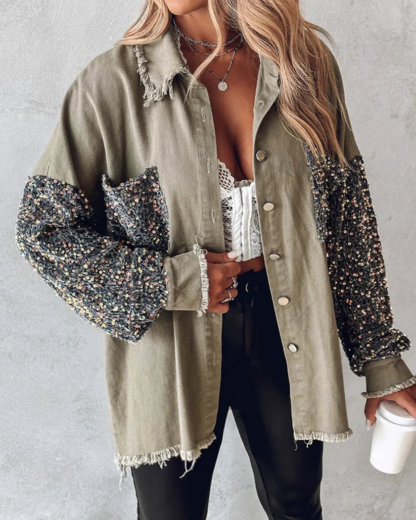 Frühlingsjacke Glitter Pailletten Chic - IdealeKleiden