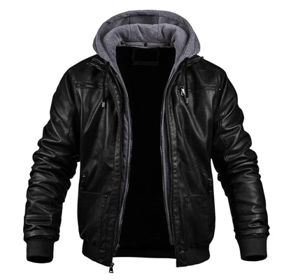 Blouson en cuir pour homme, chaud et isolant pour l'hiver