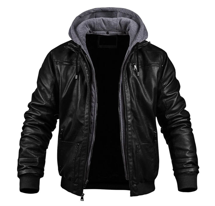 Blouson en cuir pour homme, chaud et isolant pour l&