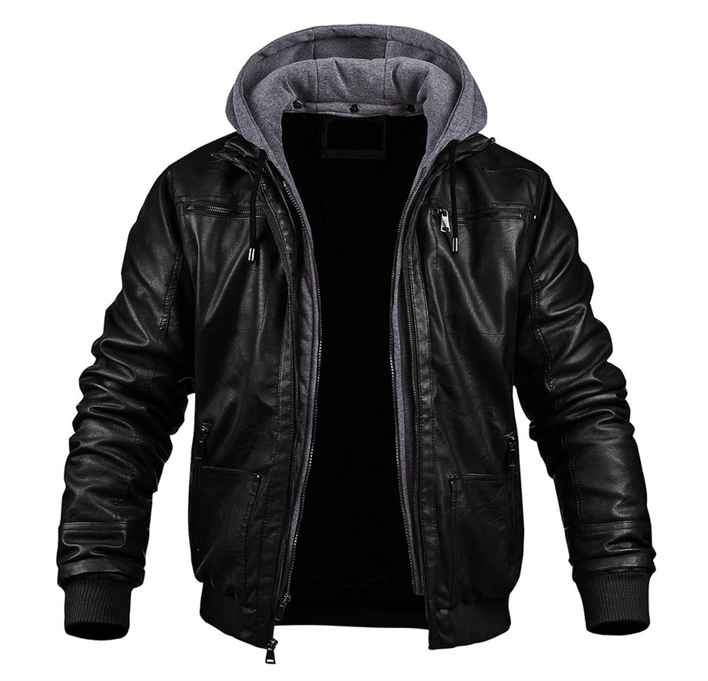 Männer Lederjacke Schwarz Warm Style - IdealeKleiden
