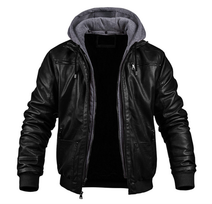 Männer Lederjacke Schwarz Warm Style - IdealeKleiden