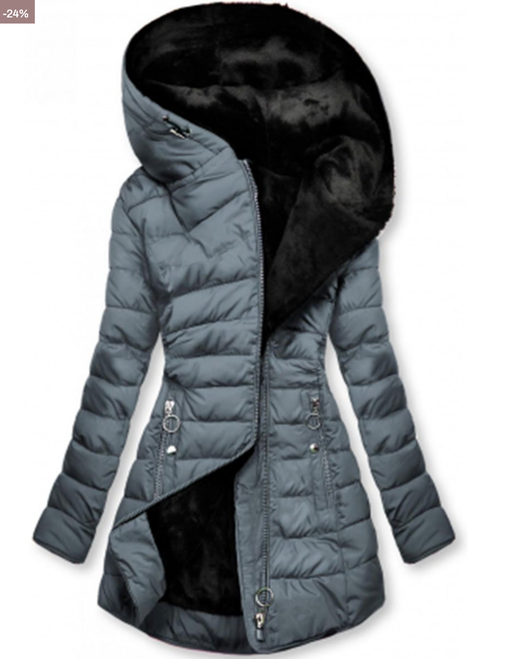Gepolsterte Winterjacke mit Weichem Plüschfutter - IdealeKleiden