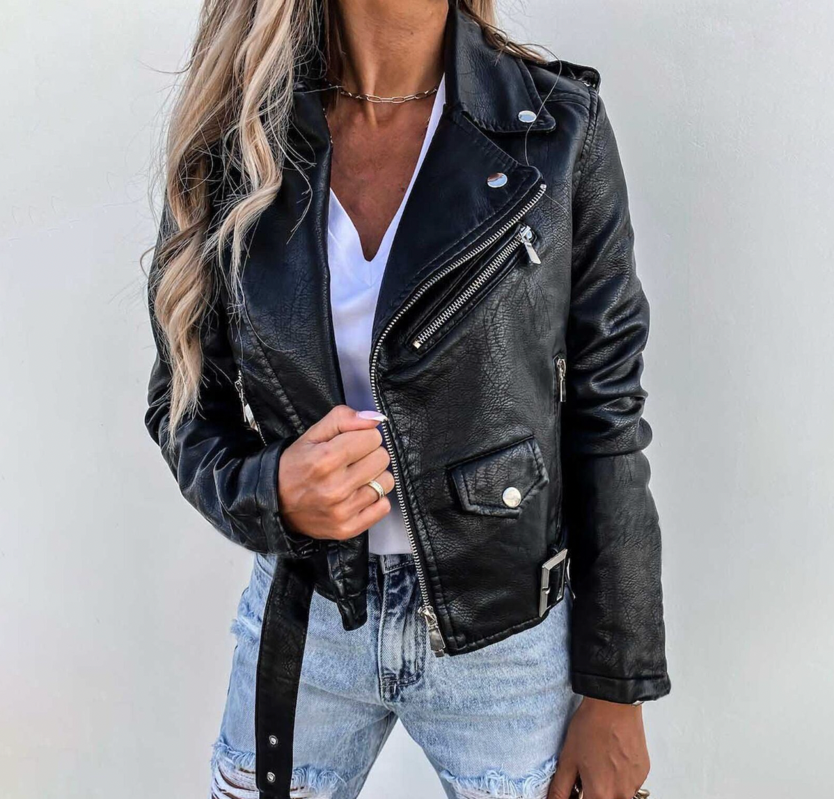 Blouson en cuir élégant pour femme