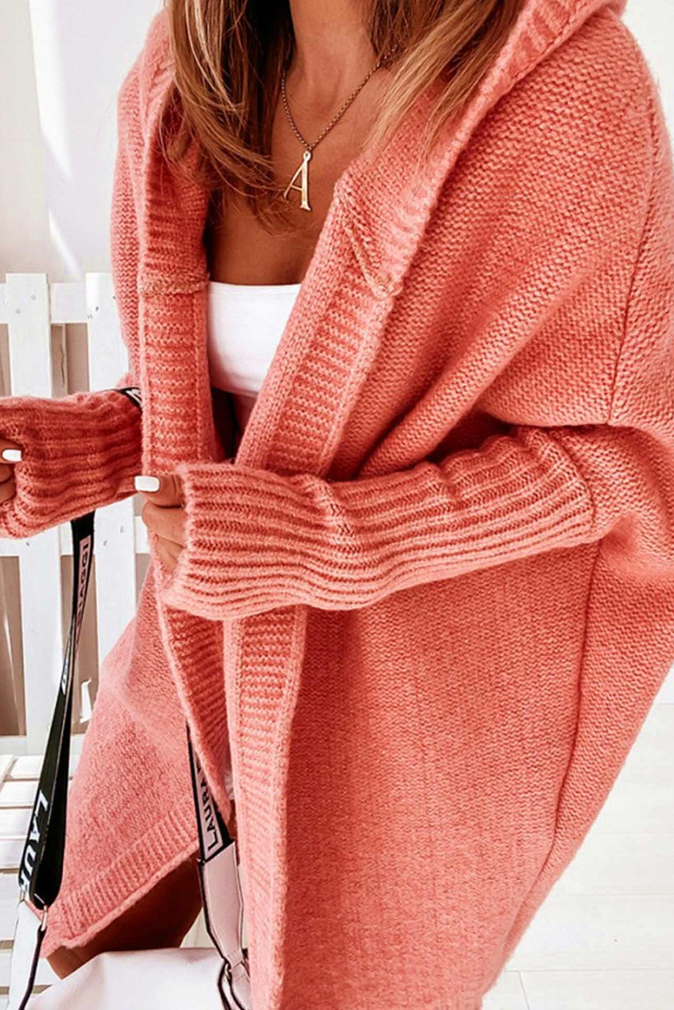 Gilet d'automne en tricot avec capuche pour femme