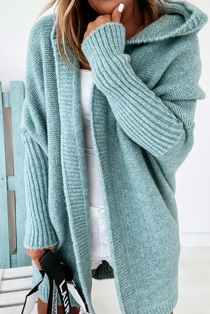 Gilet d'automne en tricot avec capuche pour femme