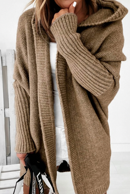 Gilet d'automne en tricot avec capuche pour femme