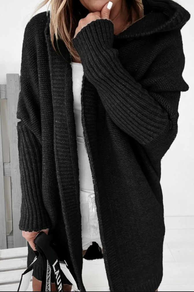 Gilet d'automne en tricot avec capuche pour femme