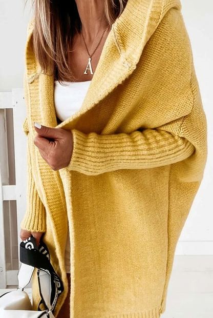 Gilet d'automne en tricot avec capuche pour femme