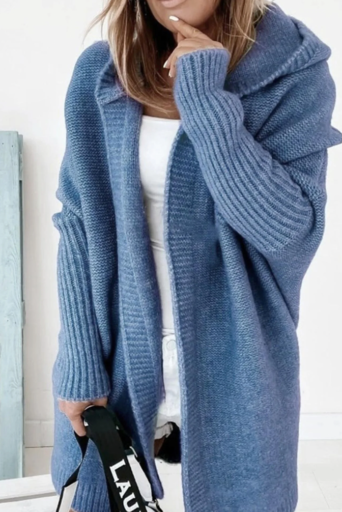 Gilet d'automne en tricot avec capuche pour femme