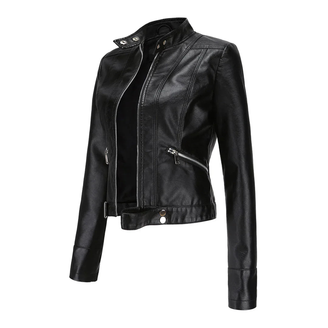 Blouson en cuir femme élégant Manteau en cuir