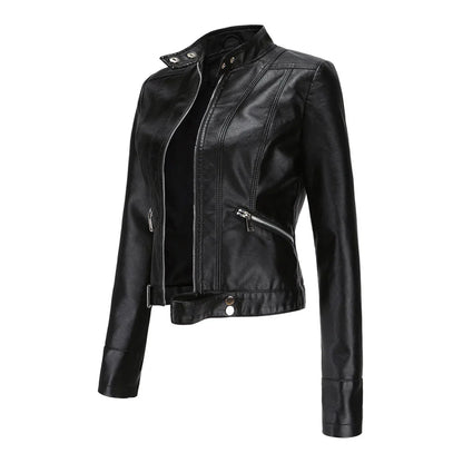 Blouson en cuir femme élégant Manteau en cuir