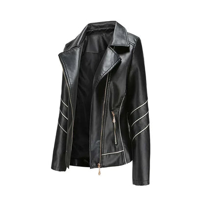 Blouson en cuir élégant pour femme, coupe ajustée
