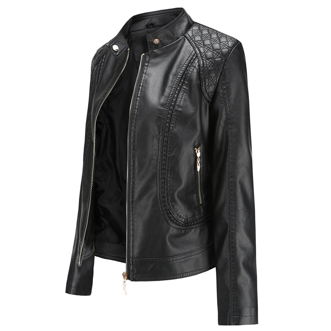 Elegante Lederjacke Mit Slim Fit - IdealeKleiden