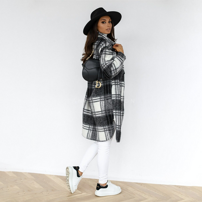 Lange Damenwinterjacke Stylisch Knöpfe - IdealeKleiden