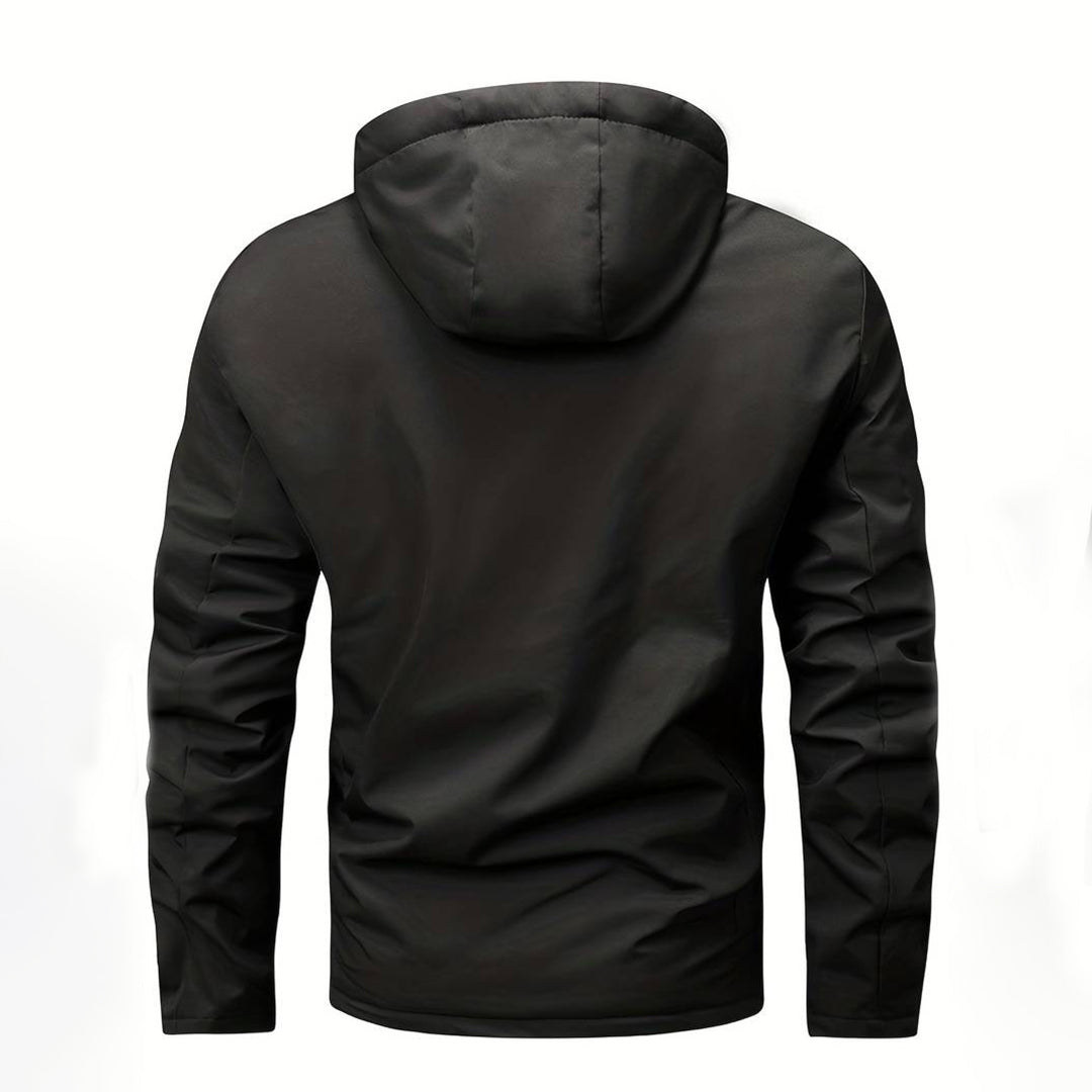 Herren Windbreaker Schwarz Bequem Warm Isoliert - IdealeKleiden