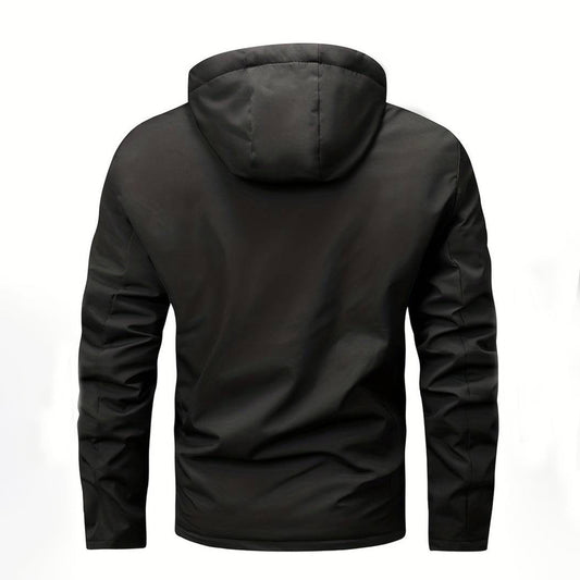 Herren Windbreaker Schwarz Bequem Warm Isoliert - IdealeKleiden