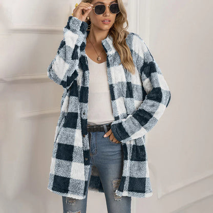 Veste à carreaux pour femme Confortable Moderne