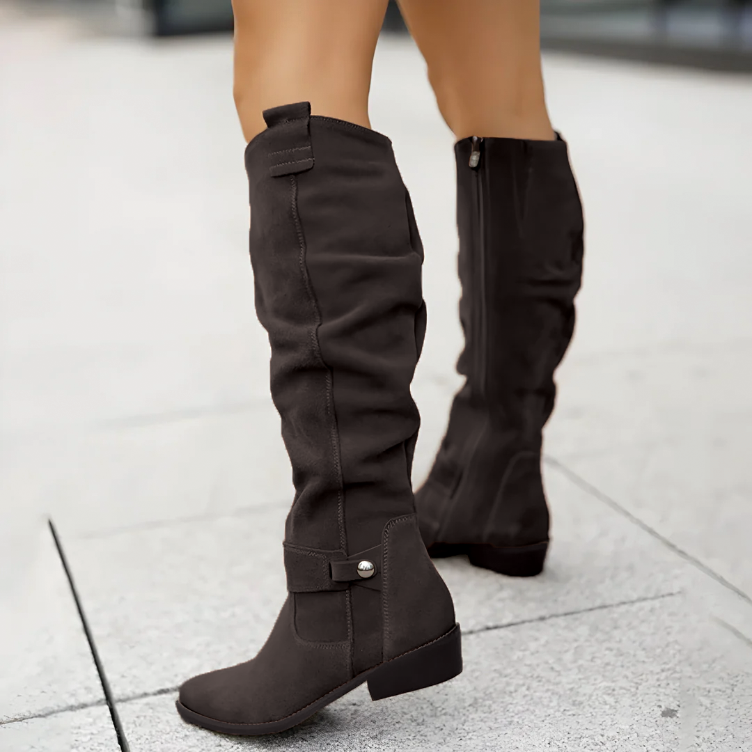 Bottes hautes stylées aspect daim