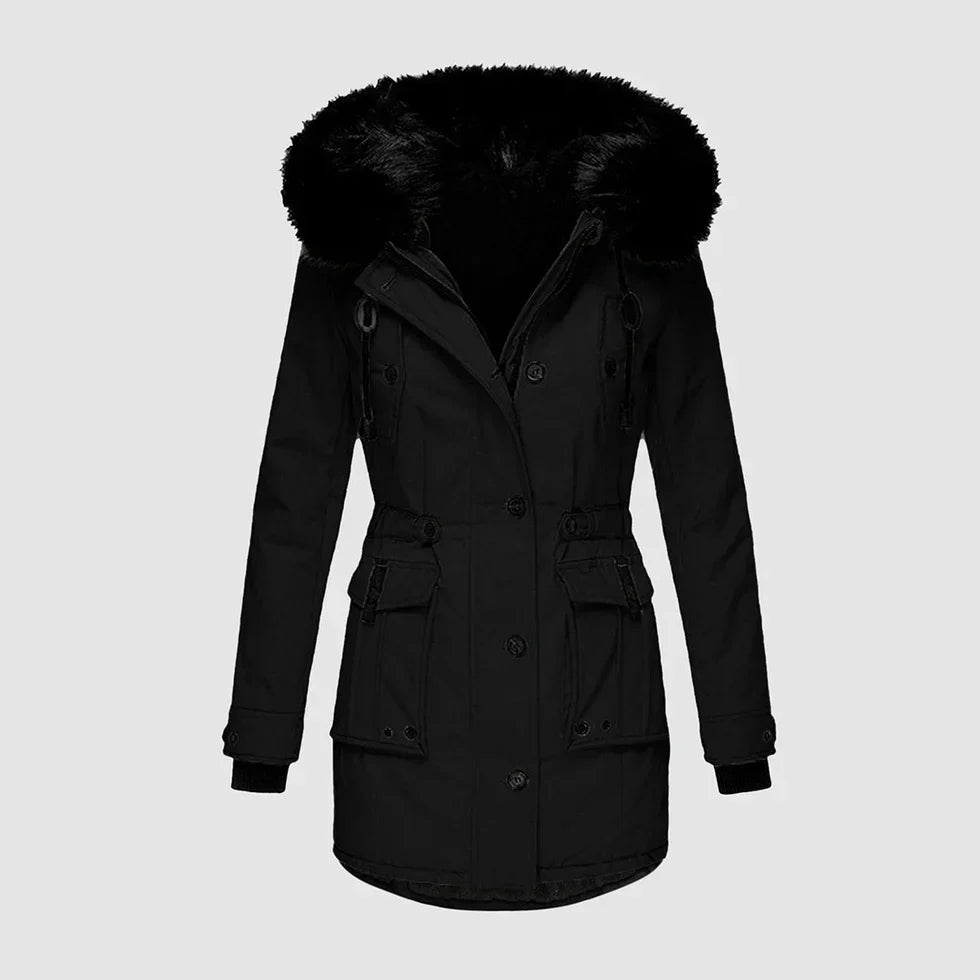 Veste d'hiver imperméable élégante noire pour femme