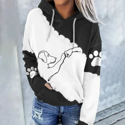 Sweat-shirt à capuche stylé avec motif chien tendance