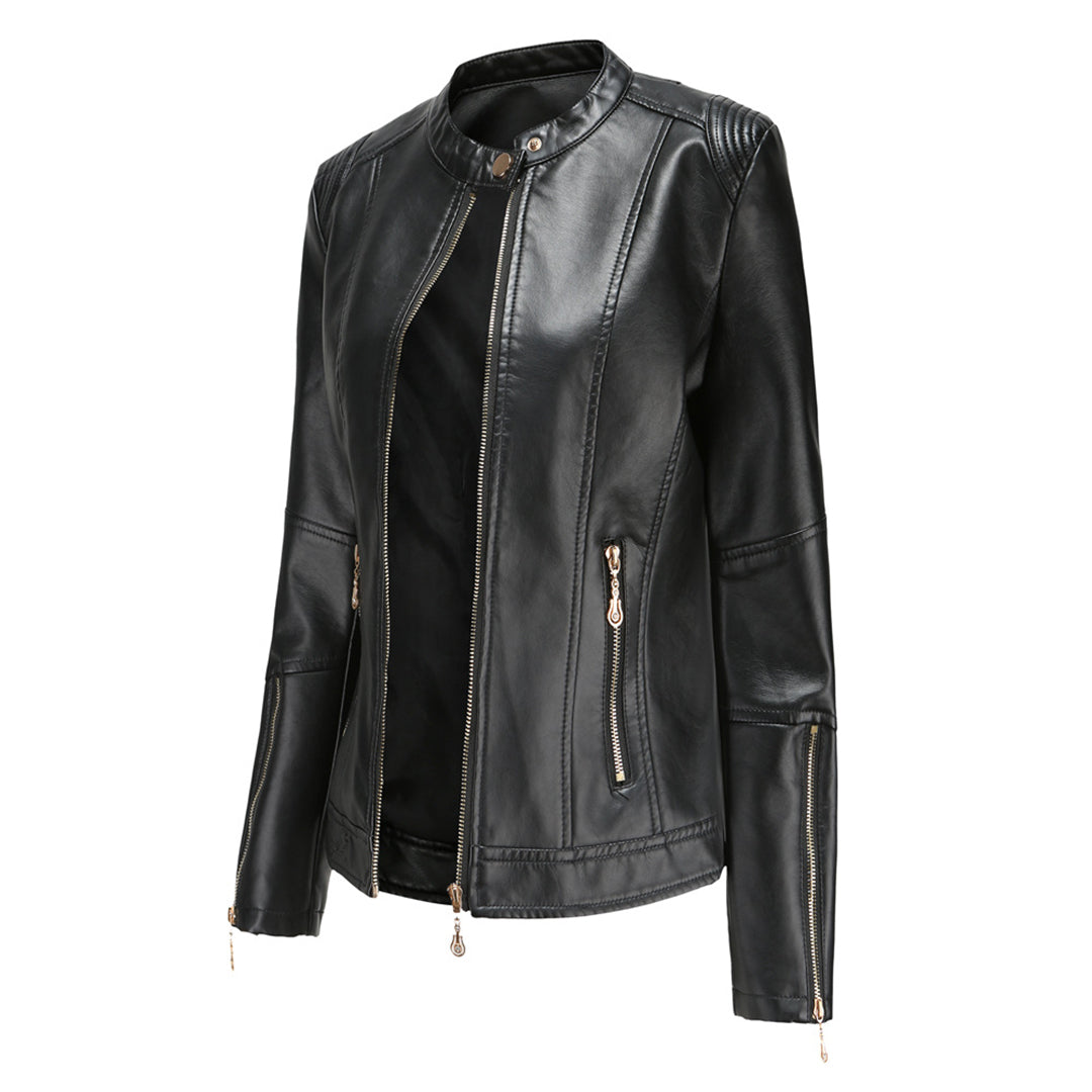 Veste en cuir automne femme élégante
