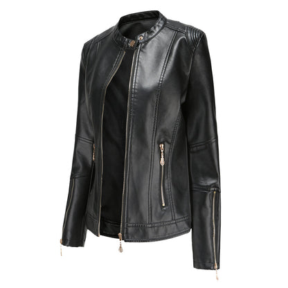Veste en cuir automne femme élégante