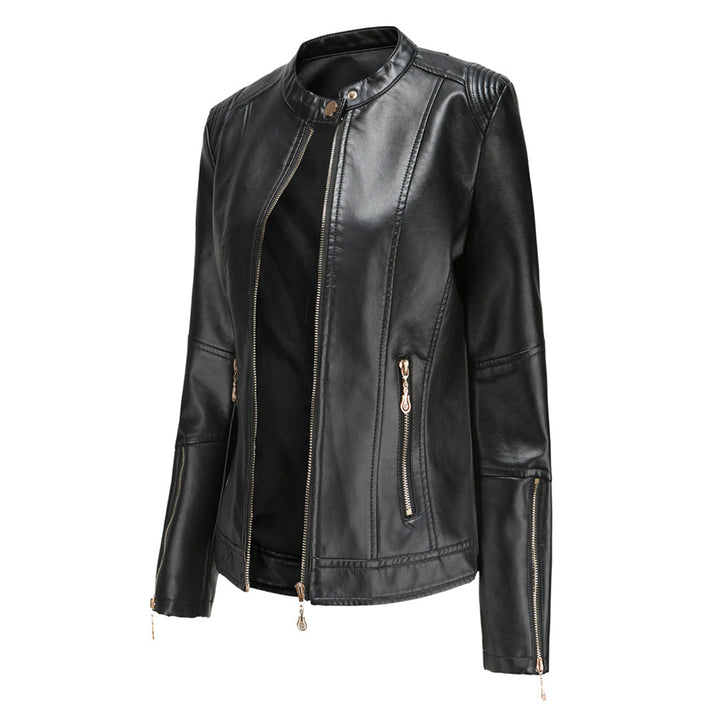 Veste en cuir automne femme élégante