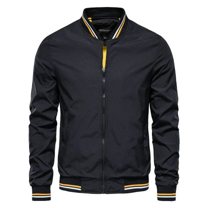 Herren Bomberjacke Modern Schwarzes Leder - IdealeKleiden