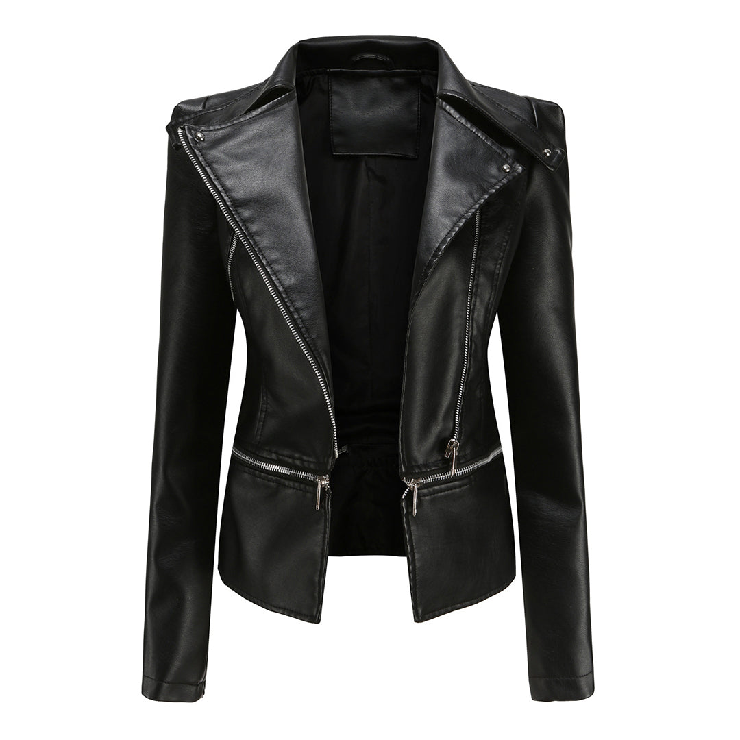 Blouson en cuir tendance pour femme automne