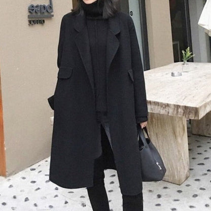 Manteau en laine élégant long cintré classique