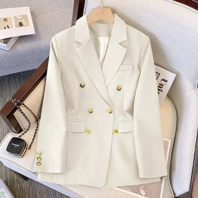 Elegante Weiße Jacke Gold Knöpfe - IdealeKleiden