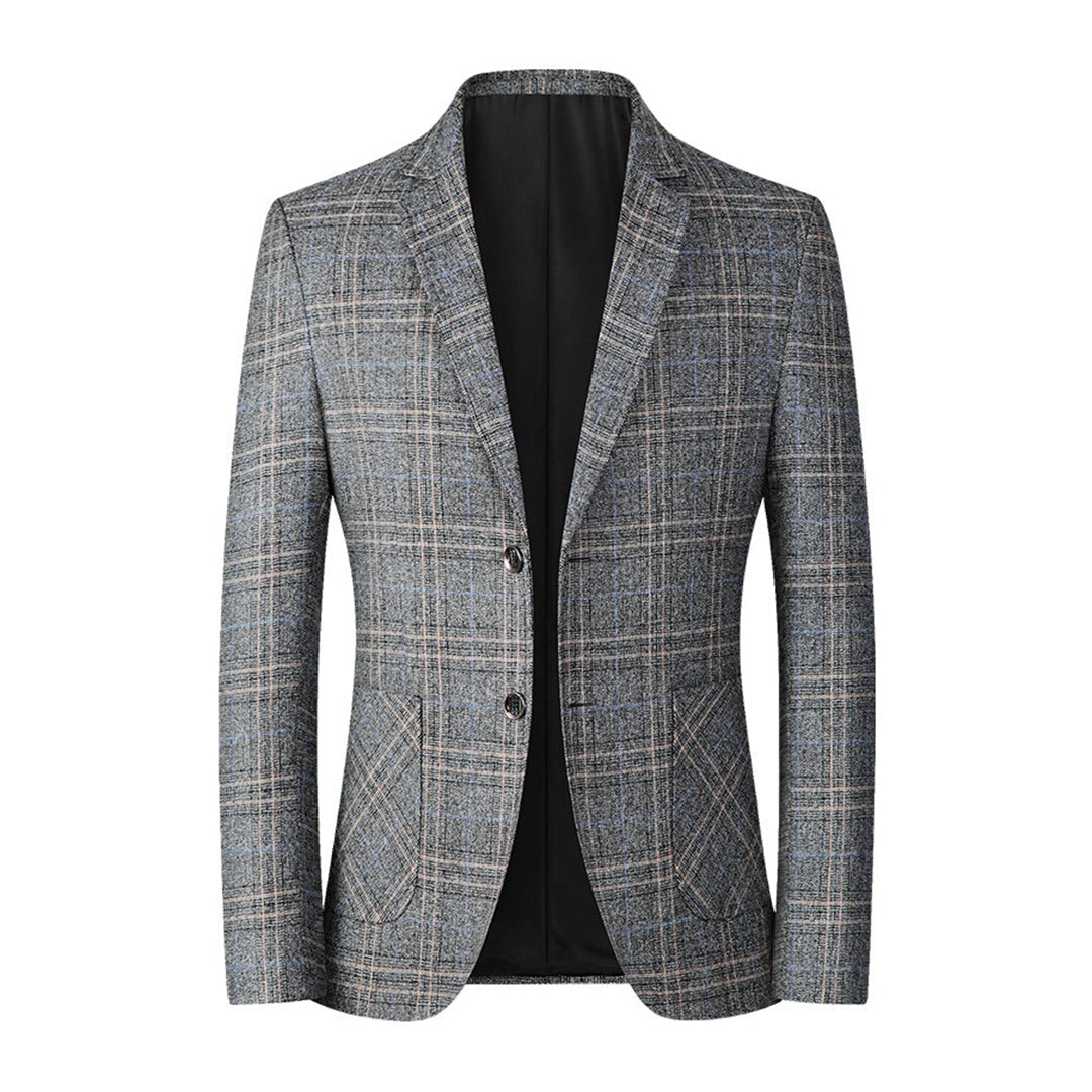 Herren Blazer Einreihig Karo Anzugjacke - IdealeKleiden