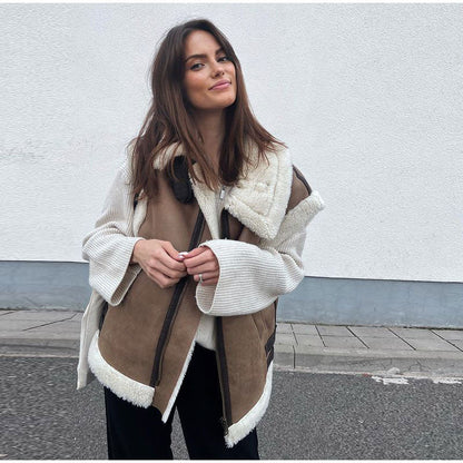 Gilet doux avec doublure en peluche pour femme