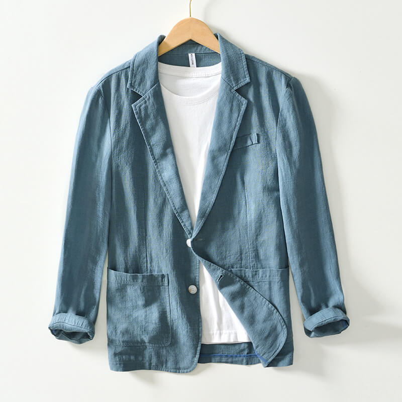 Blazer léger en lin pour homme, veste d'été droite