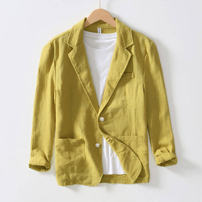 Blazer léger en lin pour homme, veste d'été droite