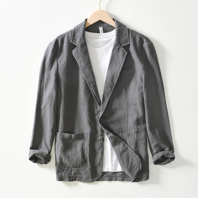 Blazer léger en lin pour homme, veste d'été droite