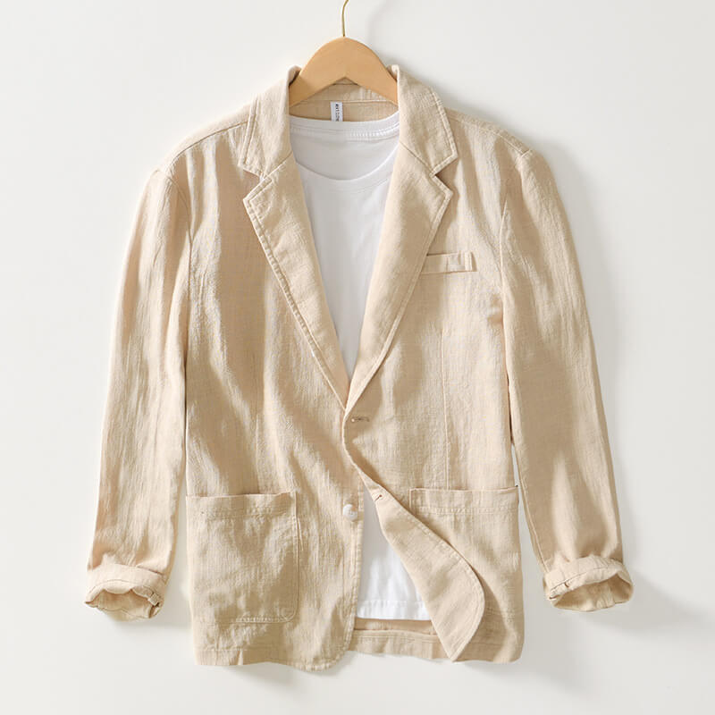 Blazer léger en lin pour homme, veste d'été droite