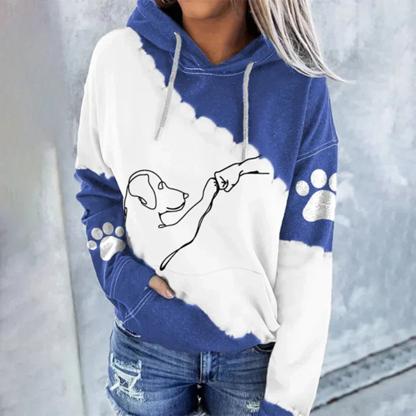 Sweat-shirt à capuche stylé avec motif chien tendance