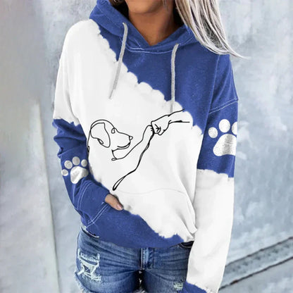 Sweat-shirt à capuche stylé avec motif chien tendance