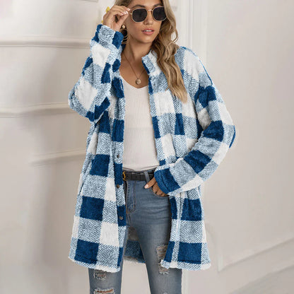 Veste à carreaux pour femme Confortable Moderne