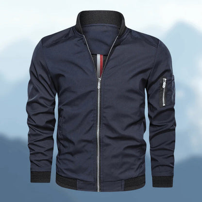 Blouson aviateur homme sportif, fermeture éclair et poche de manche