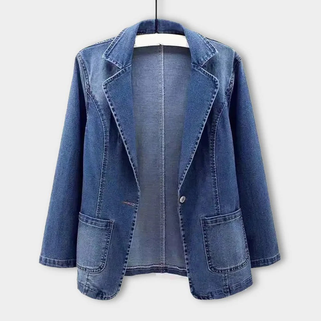 Blazer en jean bleu décontracté avec poches