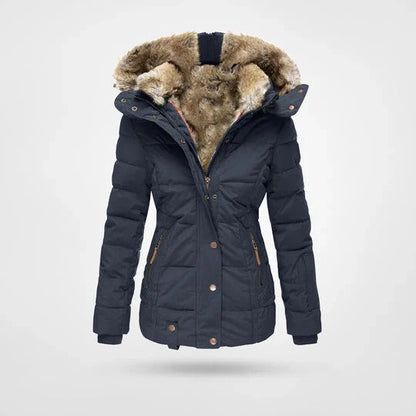 Veste d'hiver chaude avec col en fourrure