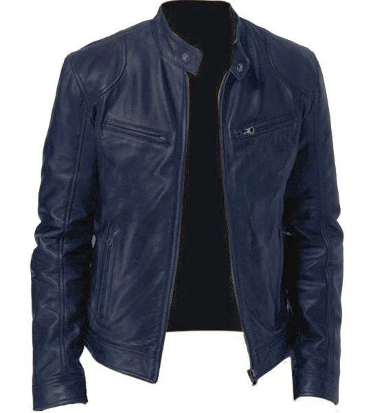 Blouson en cuir pour hommes élégant et coupe-vent