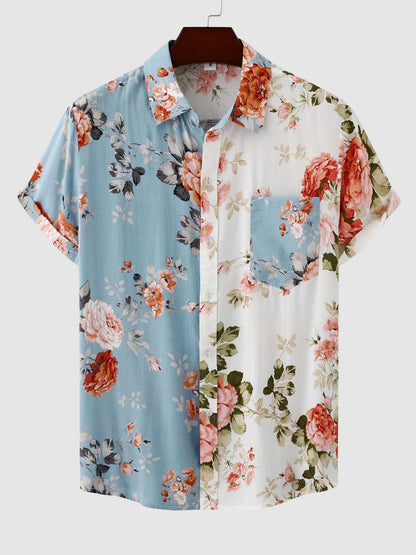 Chemise d'été à manches courtes et motif floral