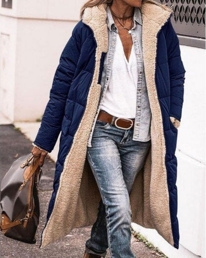 Long manteau pour femme doublé de fourrure réversible