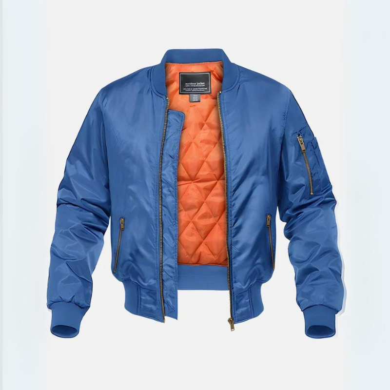 Blouson d'aviateur doublé chaud pour homme avec fermeture éclair