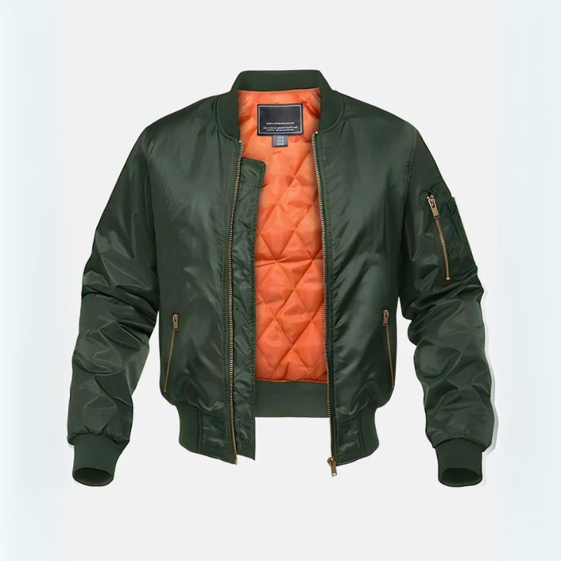 Blouson d'aviateur doublé chaud pour homme avec fermeture éclair