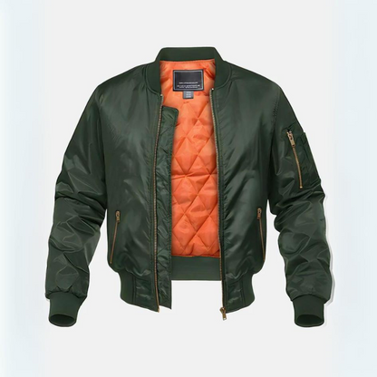Blouson d'aviateur doublé chaud pour homme avec fermeture éclair