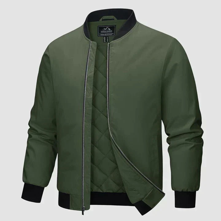 Blouson aviateur d'hiver pour homme, matelassé avec fermeture éclair